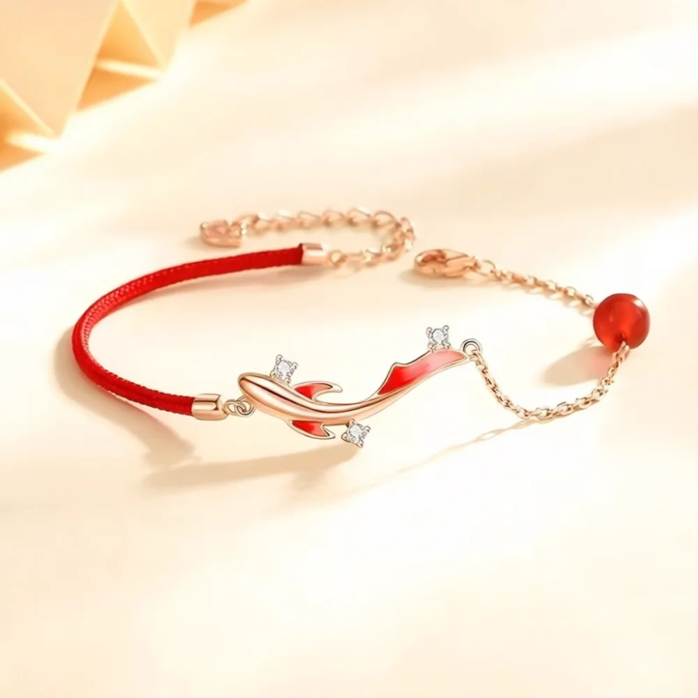 Women Accessories Meaning - Elegancka bransoletka z czerwonej nici z