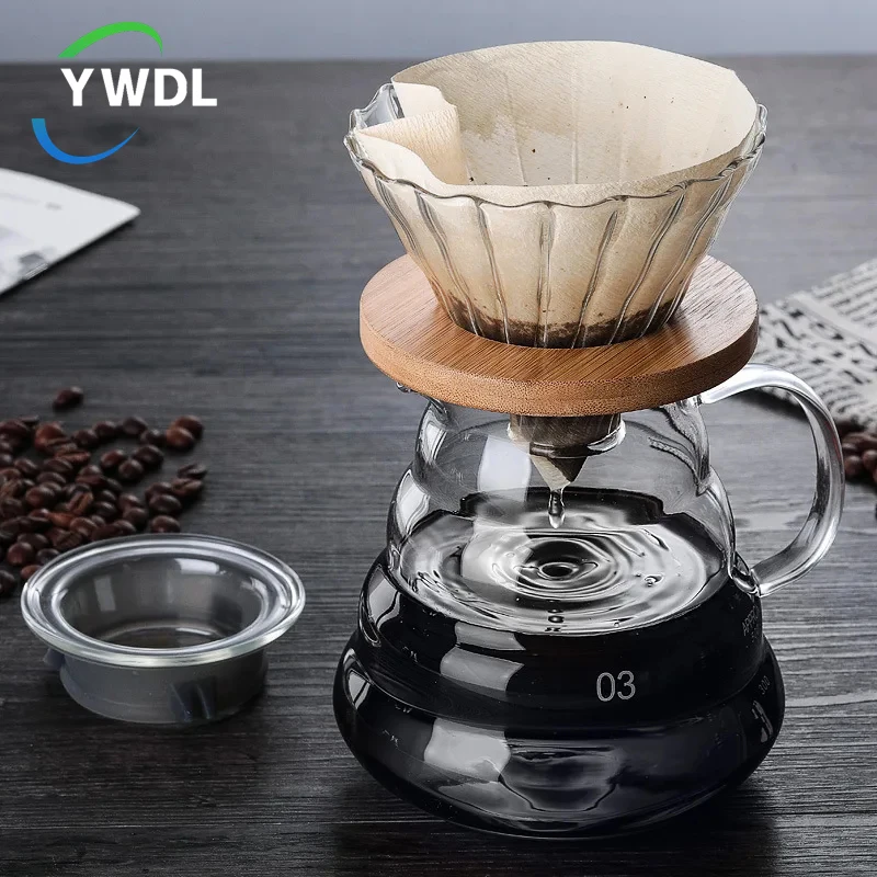 YWDL 300/500/700ml Glass Coffee Pot With Filter Drip Brewing Hot Brewer Cloud Shaped Kettle Coffee Brewer Utensils Teapot