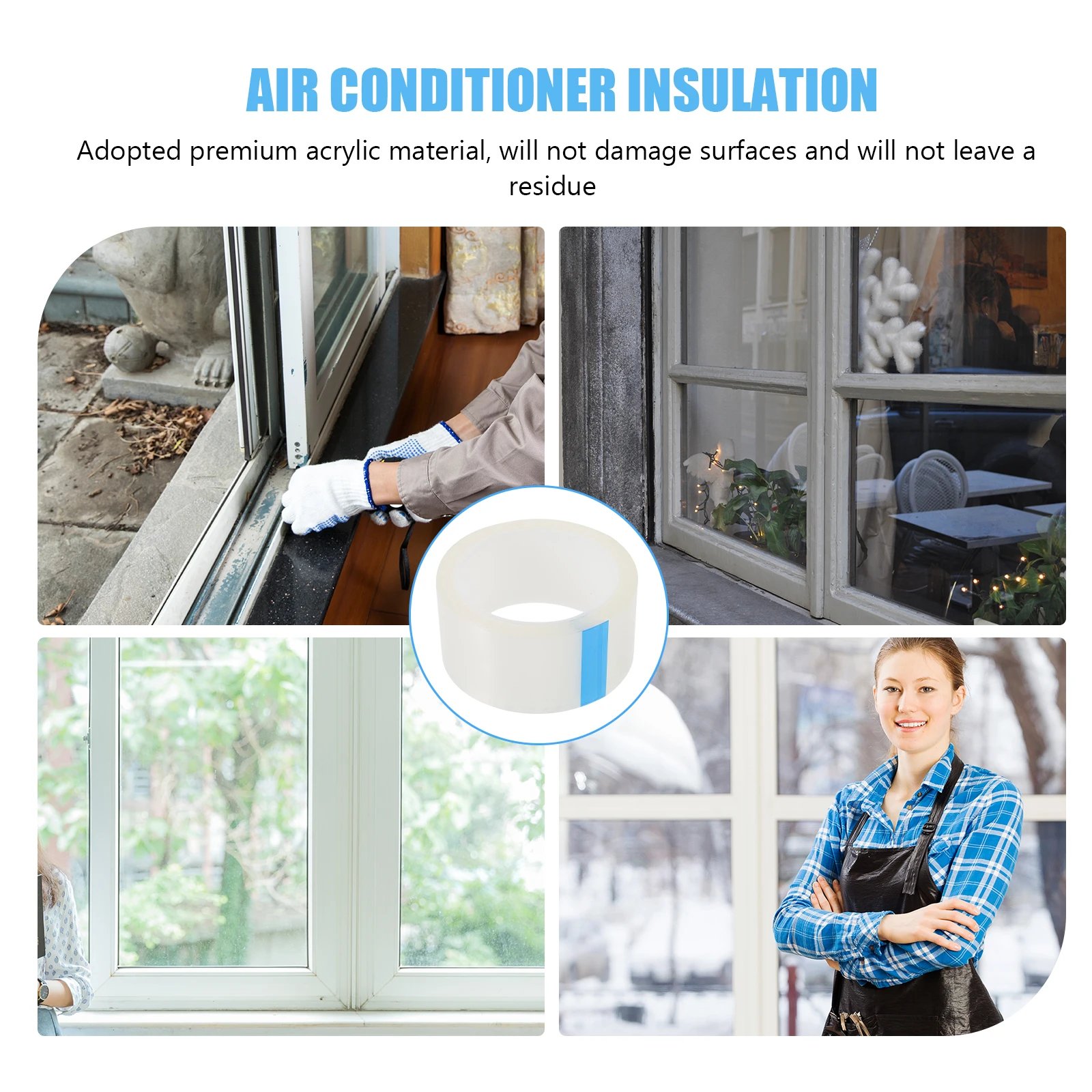 

Clear Duct Tape Windproof Sealing Strip Transparent Portable Window Sealant Air Conditioner Insulation