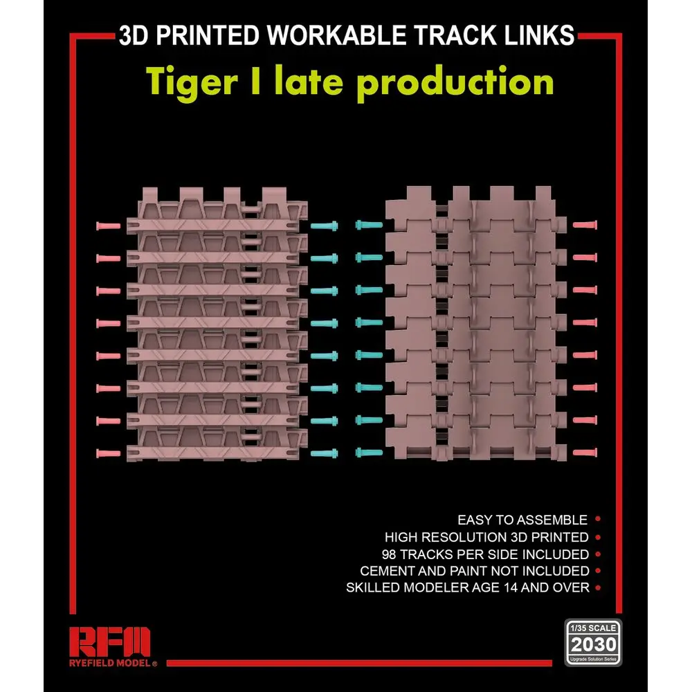 

RYEFIELD MODEL RFM RM-2030 1/35 3D Printed Workable Track For Tiger I Late Production - Scale Model Kit