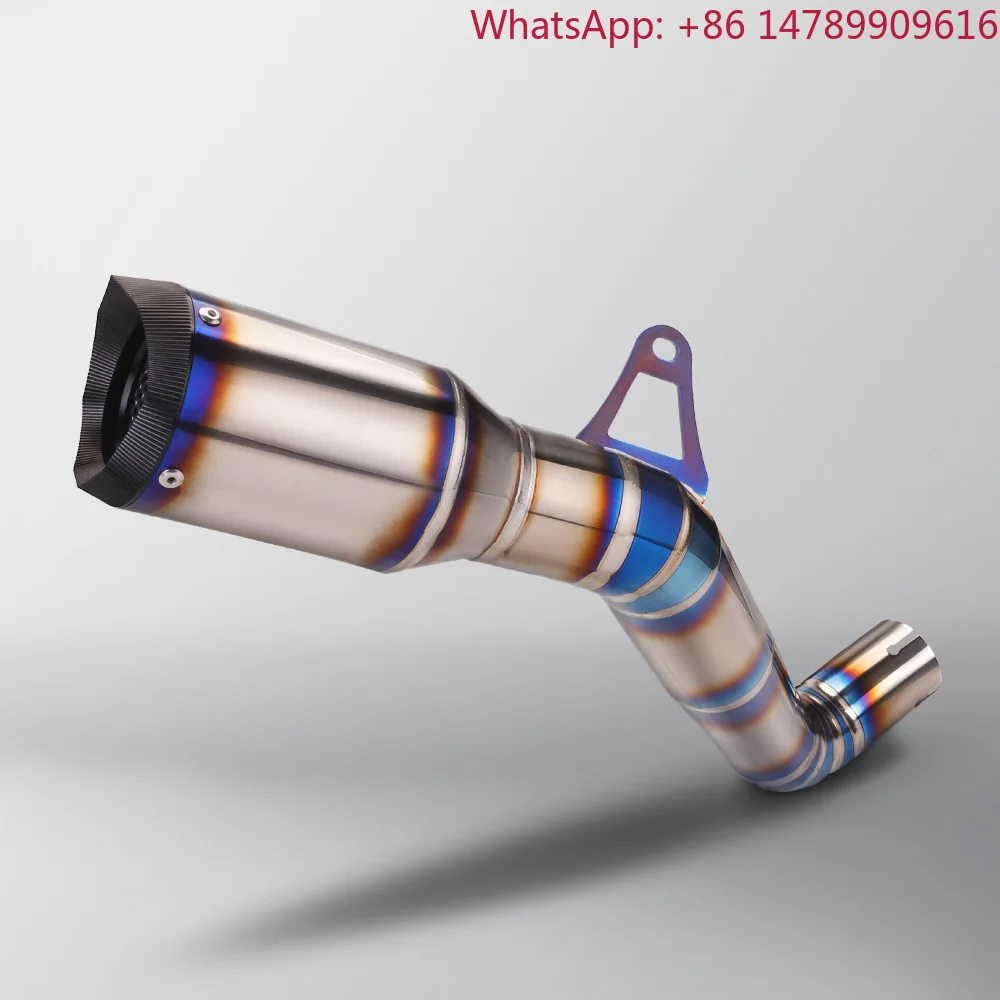 Universal Motorcycle Exhaust System, 51mm Inlet Carbon Fiber Muffler With Mid-Link Pipe And DB Killer For Universal Bike Modifi