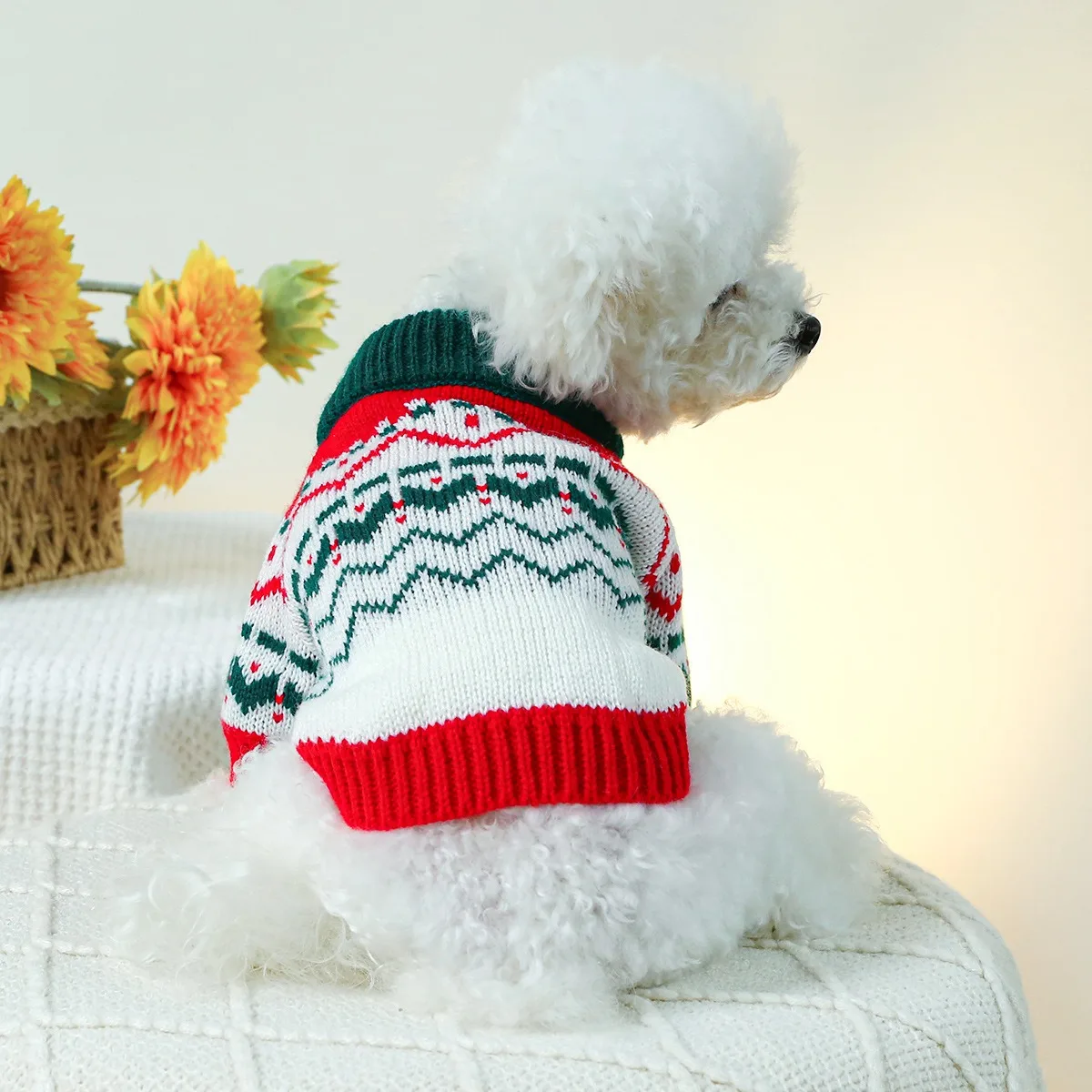 Yorkshire Knit Sweater Pet Christmas Fireworks Sweater Teddy Winter Warm Clothes Bichon Fashion Striped Two Leg Clothes