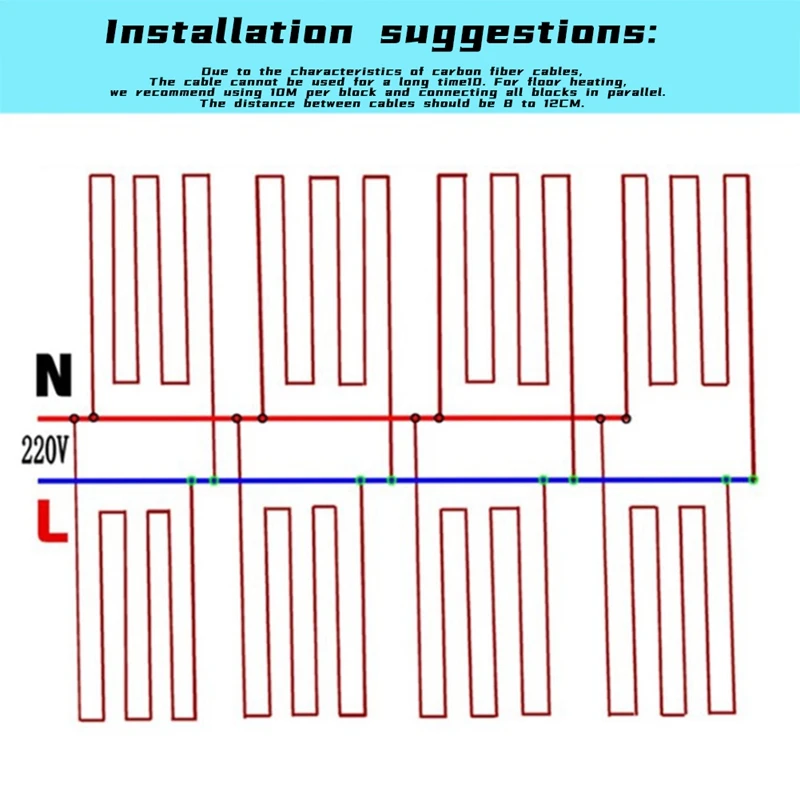 12K HEAT 50M 12K 33Ω/M Carbon Fiber Heating Cable 3MM Floor Warming Wire High Temperature Silicone Heating Cable Easy Install