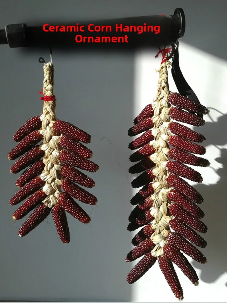 

Rustic Red Corn Cob Decoration with Leaves Corn Stalk Bouquet Country Sle Wall Hanging Artificial Vegetable Decoration