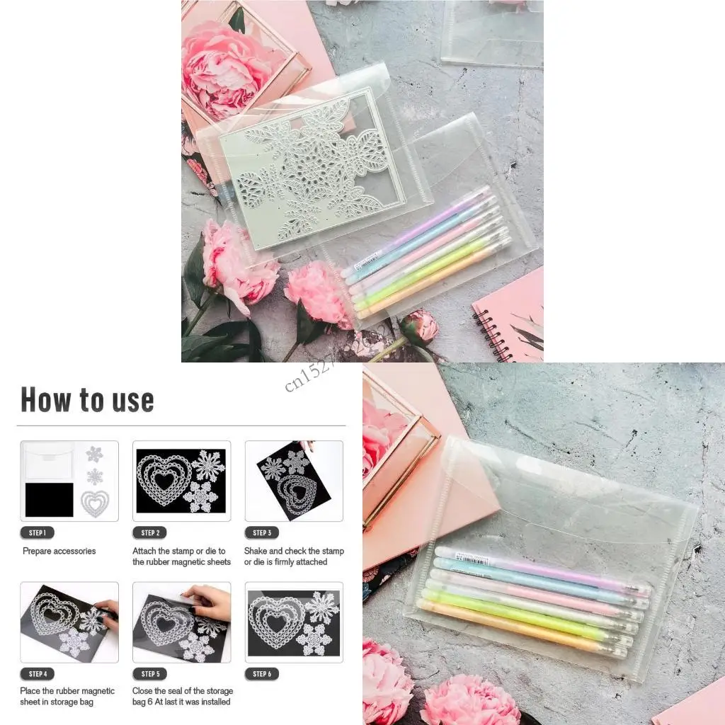 10 Clear Stamp Die Storage Pockets, Cutting Dies Stencil for Card Making R9CB
