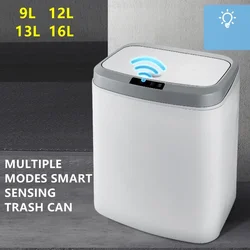 Smart Trash Can Touch Sensor Automatic Trash Bin Can Plastic Kitchen Cans Living Room With LED Light Large Capacity Household