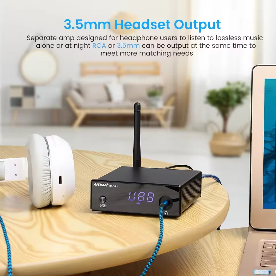 AYM-09 DAC-A1 Mini Headphone Amplifier ES9018Q2M Bt 5.0 Decoder Coaxial Optical USB DAC APTX-HD Linux Remote Control.