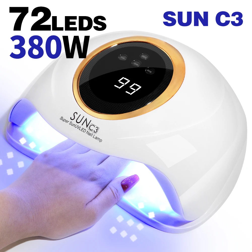 380W UV LED Nail Lamp 72LEDS Nail Dryer Machine With Professional Nail Salon Home Use Nail UV Lamp For Drying Gel Polish Nails