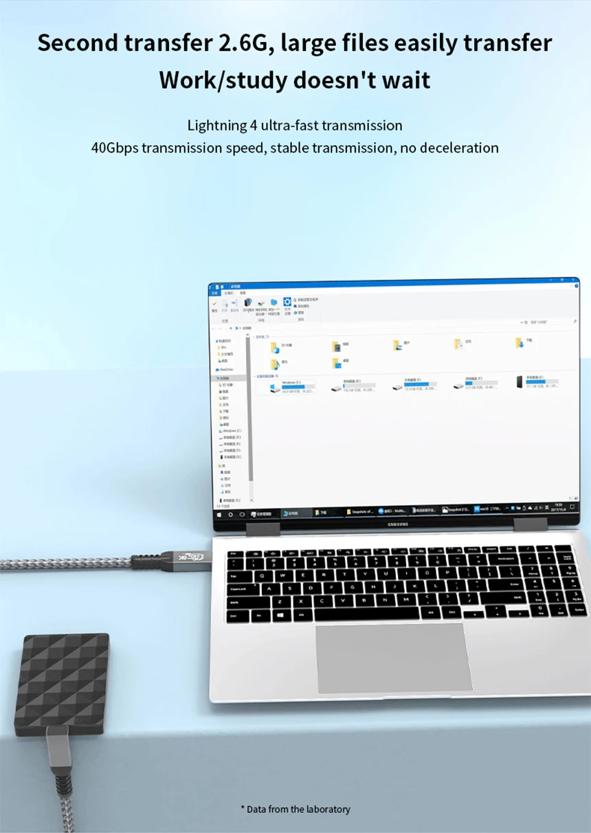 UGOURD USB 4 40Gbps Kabel Thunderbolt4 Typ C Winkelkabel 90 Grad 240W USB-C Kabel 8K Stecker auf Stecker für EGPU SSD Box ACASIS – Detail 5
