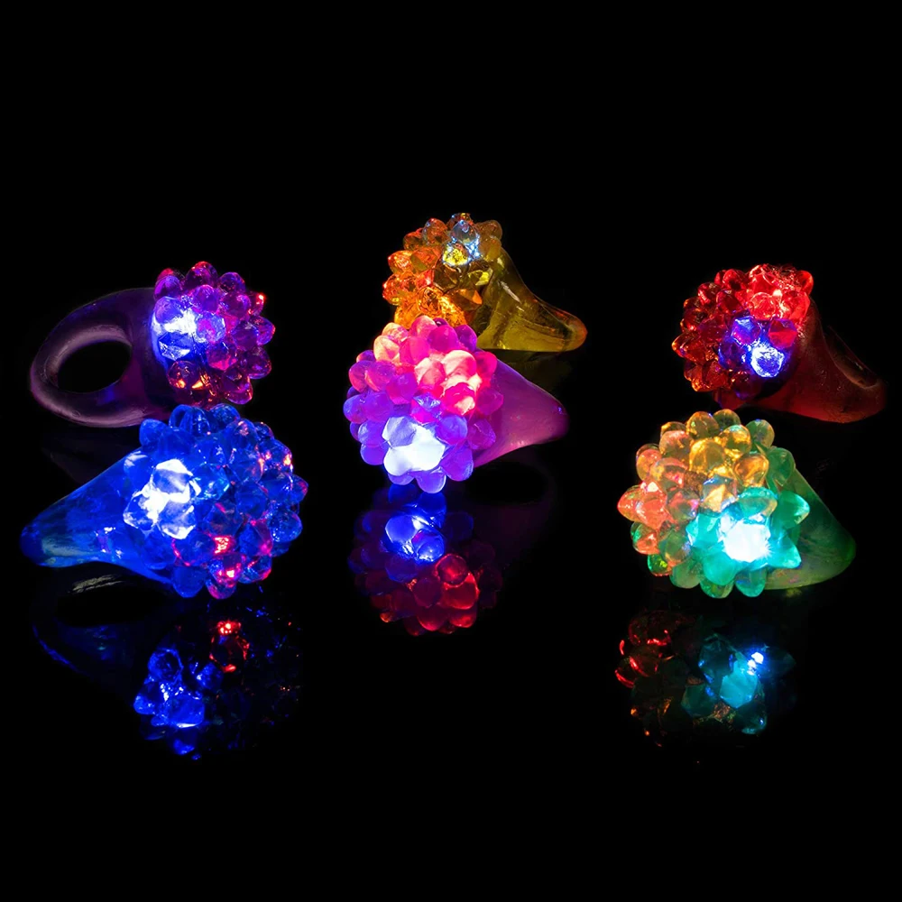 Juguetes, regalo de cumpleaños, anillo de dedo colorido que brilla en la oscuridad, anillos luminosos, anillos LED intermitentes, anillo de gelatina acolchado, juguetes iluminados