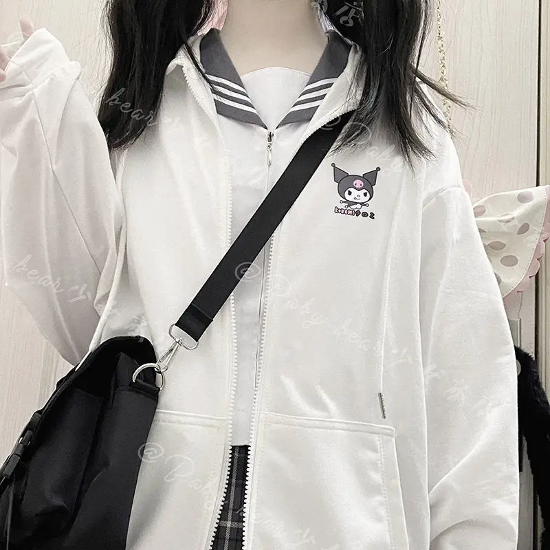 Sanrio Hello Kitty manteau à capuche pour fille Kuromi cannelle Anime Kawaii sweat à capuche coton automne manteau à glissière ample étudiant doux