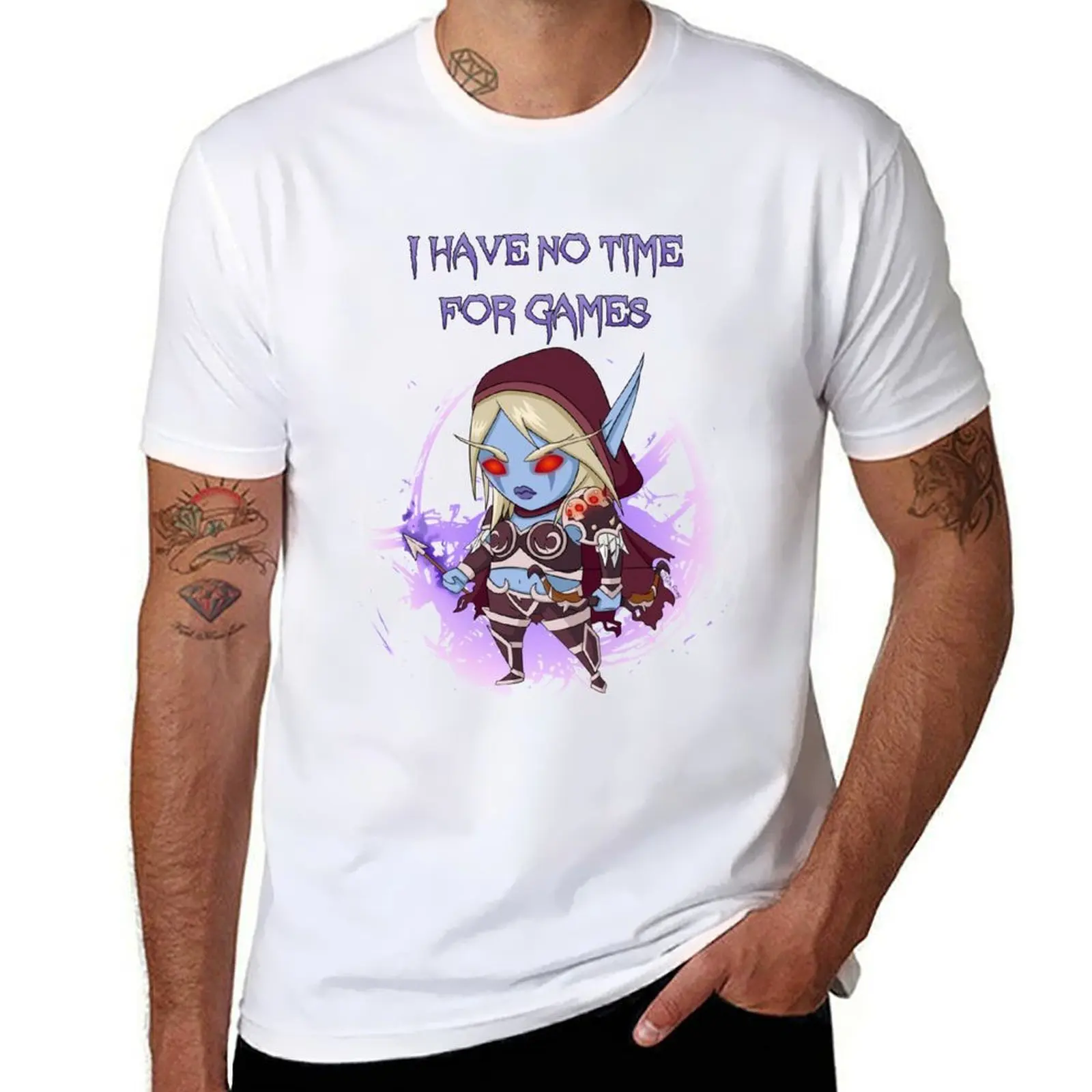 

Sylvanas - No time for games T-Shirt funny t shirts cotton black cotton t-shirt plain for man package T-Shirt