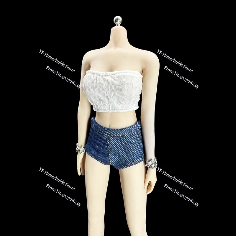 CJG-054 1/6 Female Soldier Warm Color Wrinkle Wrap Chest Bra Bottoming Short Top Clothes Accessory For 12