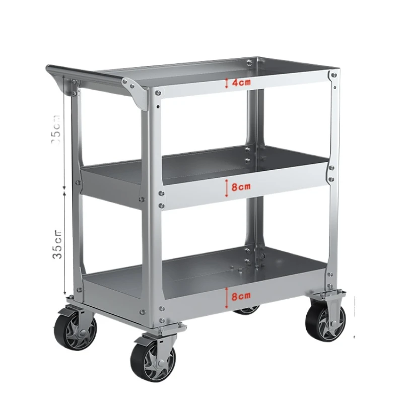 Tool Cart Stainless Steel Cart Auto Repair Three-layer Shelf Workshop Mobile Tool Box Cabinet Multifunctional
