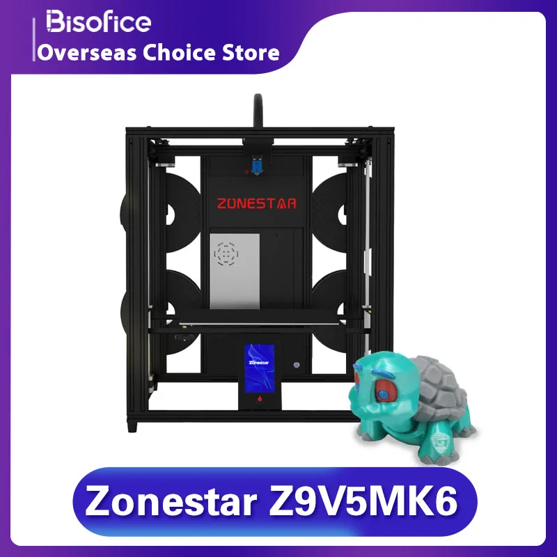 Zonestar Z9V5MK6 imprimante 3D mise à niveau réglable quatre extrudeurs conception impression simple et multicolore nivellement automatique reprisePrintig