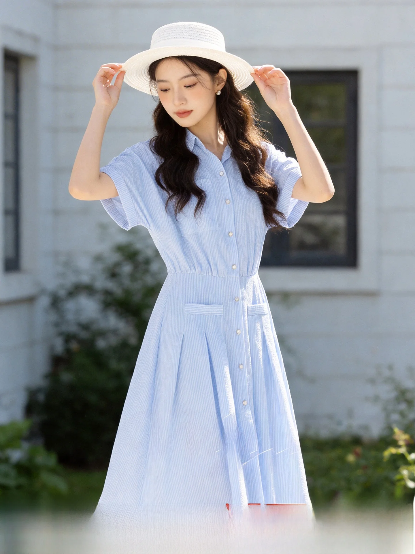 

Five Seasons Large Size Women's Dress 2026 Summer New Style Two-Way Wear Commute Elegant Skirt A-Line High Waist Polyester Fiber