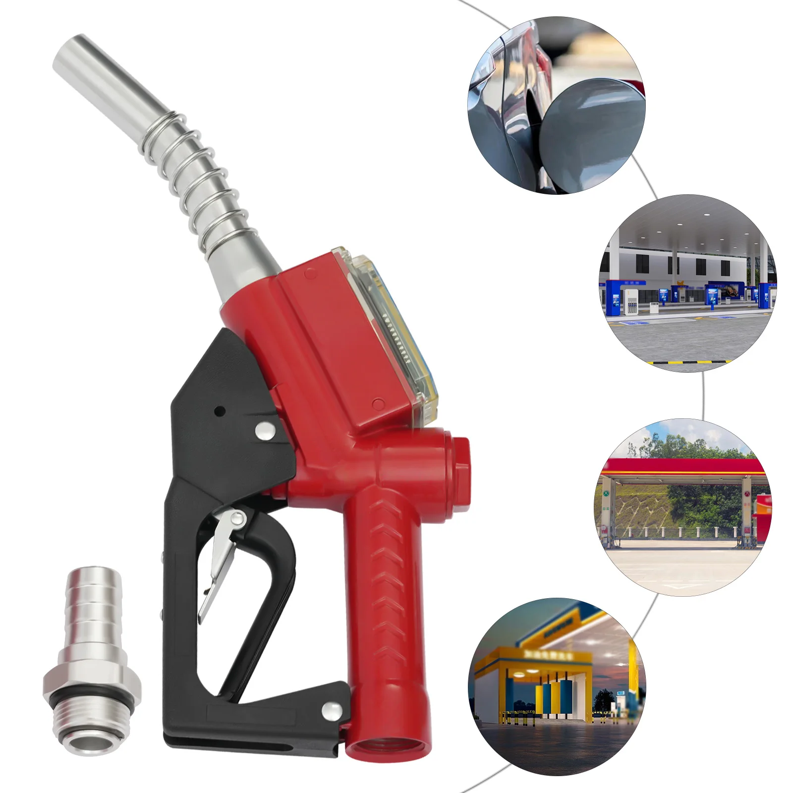 Oil Fuel Nozzle Gun with Electronic Display Auto Lock Ergonomic Handle 360° Rotating Joint Adjustable L/Gal/Pt/Qt