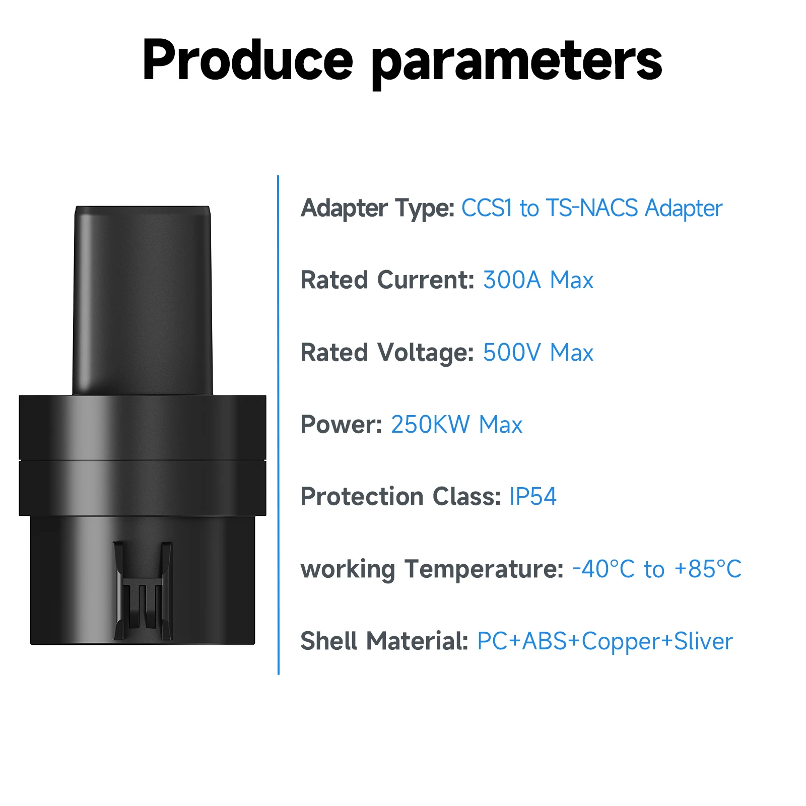 CCS1 to NACS Adapter 300A 500V DC Fast Charging for Tesla Model 3 Y X S, CCS Combo 1 to Tesla NACS EV Charger Converter