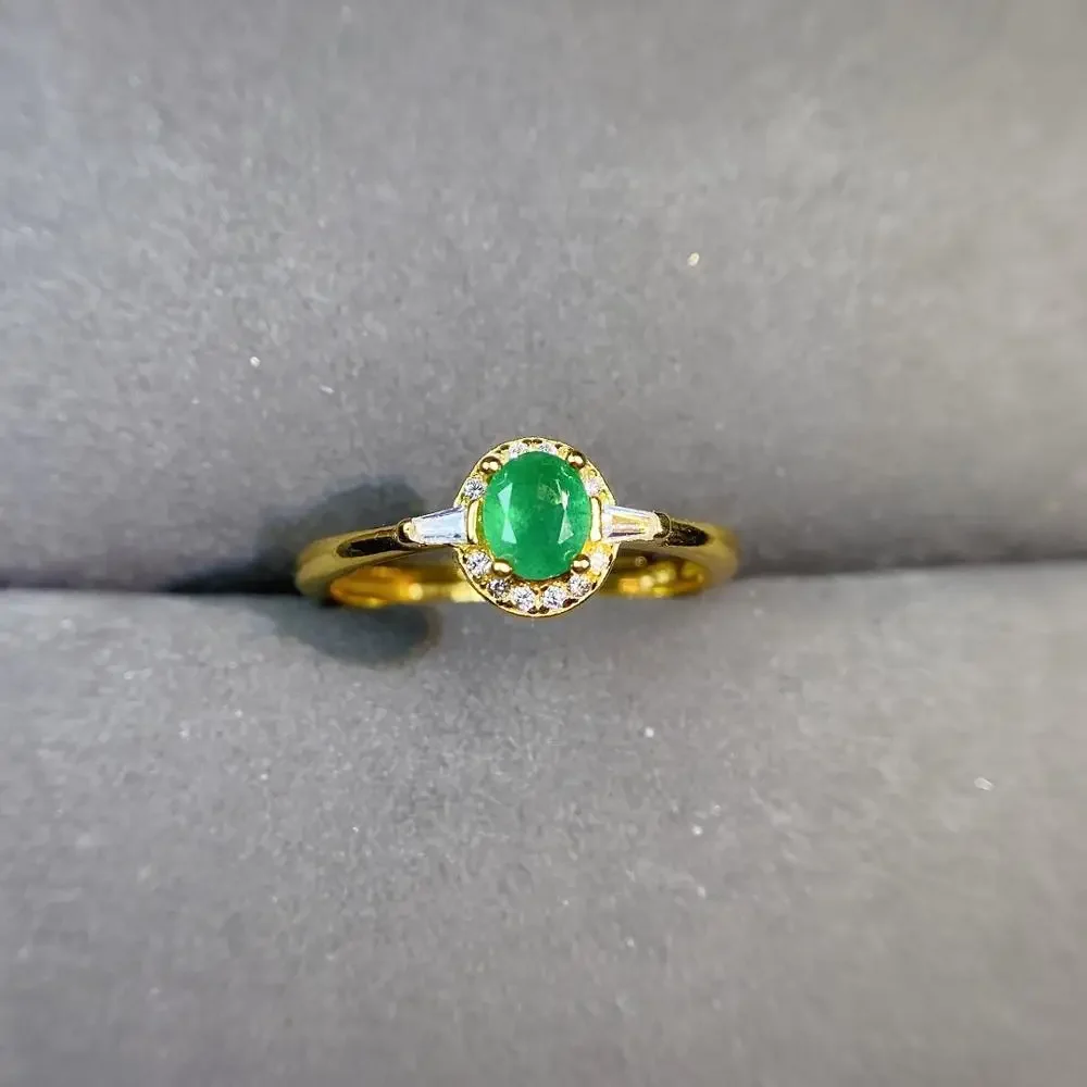 Natural Emerald Rings Exquisite Style Green Gemstone Rings Womens s925 Sterling Silver Jewelry