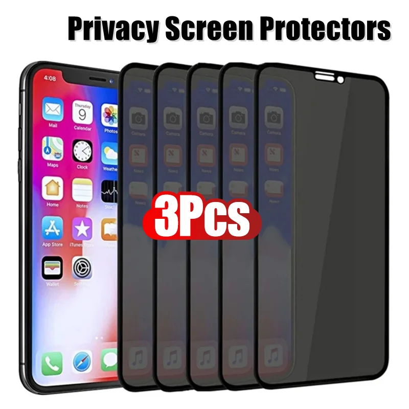 3Pcs Best Privacy Screen Protectors for iPhone 17 16 15 14 13 12 11 Pro Anti-spy Glass for X XS MAX XR 12 Mini 13 Mini Air 16e