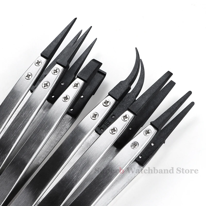 Watch Repair Tool for Watchmaker Straight Elbow Handle Stainless Antistatic Plastic Tweezers ESD-259 ESD-259A ESD-7A