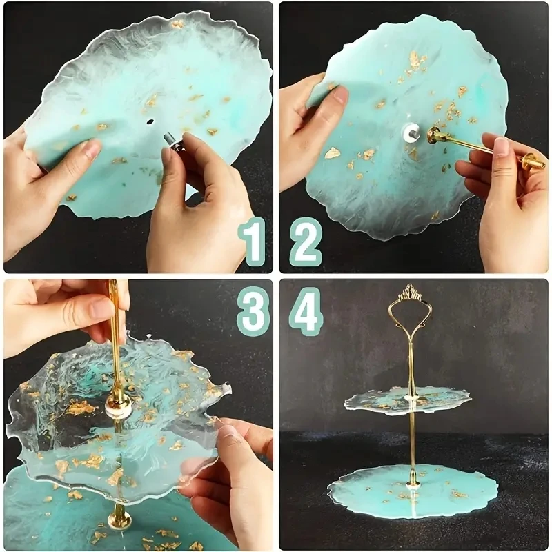 1Set Three-layer Fruit Tray Making Silicone Molds DlY Round Fruit Tray Stand Snack Rack Tray Display Silicone Molds