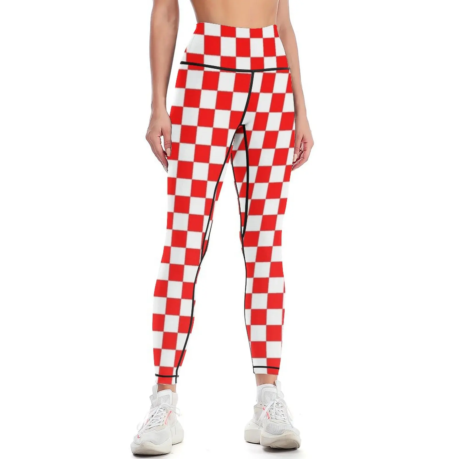 

Croatian Red White Checks Pattern Leggings sportswear for gym Women's pants Womens Leggings