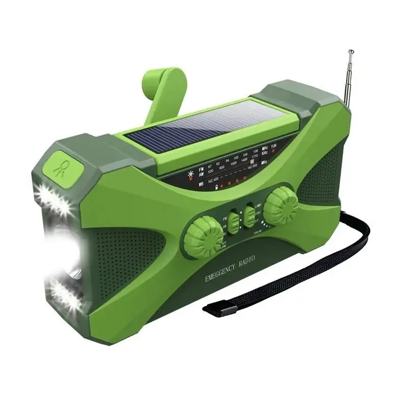 New! 10000mAh Emergency Radio Portable AM FM WB NOAA Solar Hand Crank Radios Weather Radio LED Flashlight SOS Alarm Power Bank .