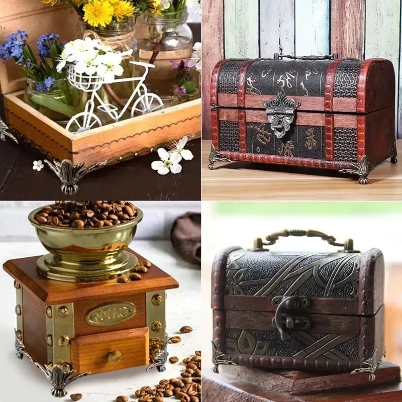 Box Corner Protector Antique Jewelry Decor Wooden Box Feet Legs Corner Pads Boxes Support Bases Triangle Carved Corner Protector