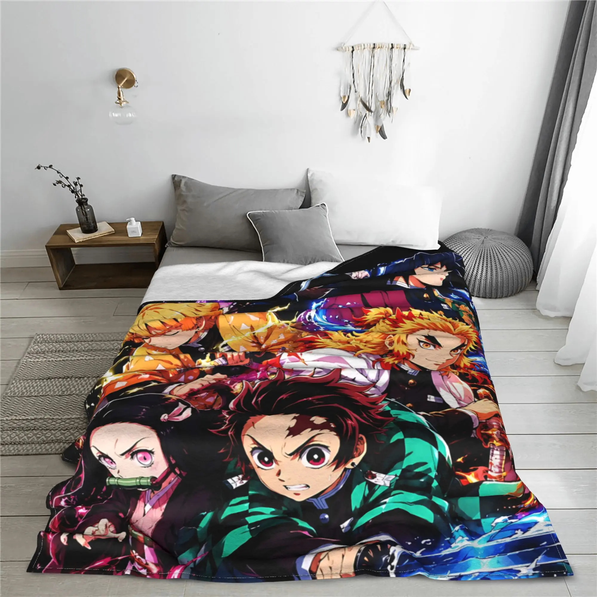 1PC Demon Slayers Blanket Throw Blanket  Novelty Warm Blanket All Season Home Gift