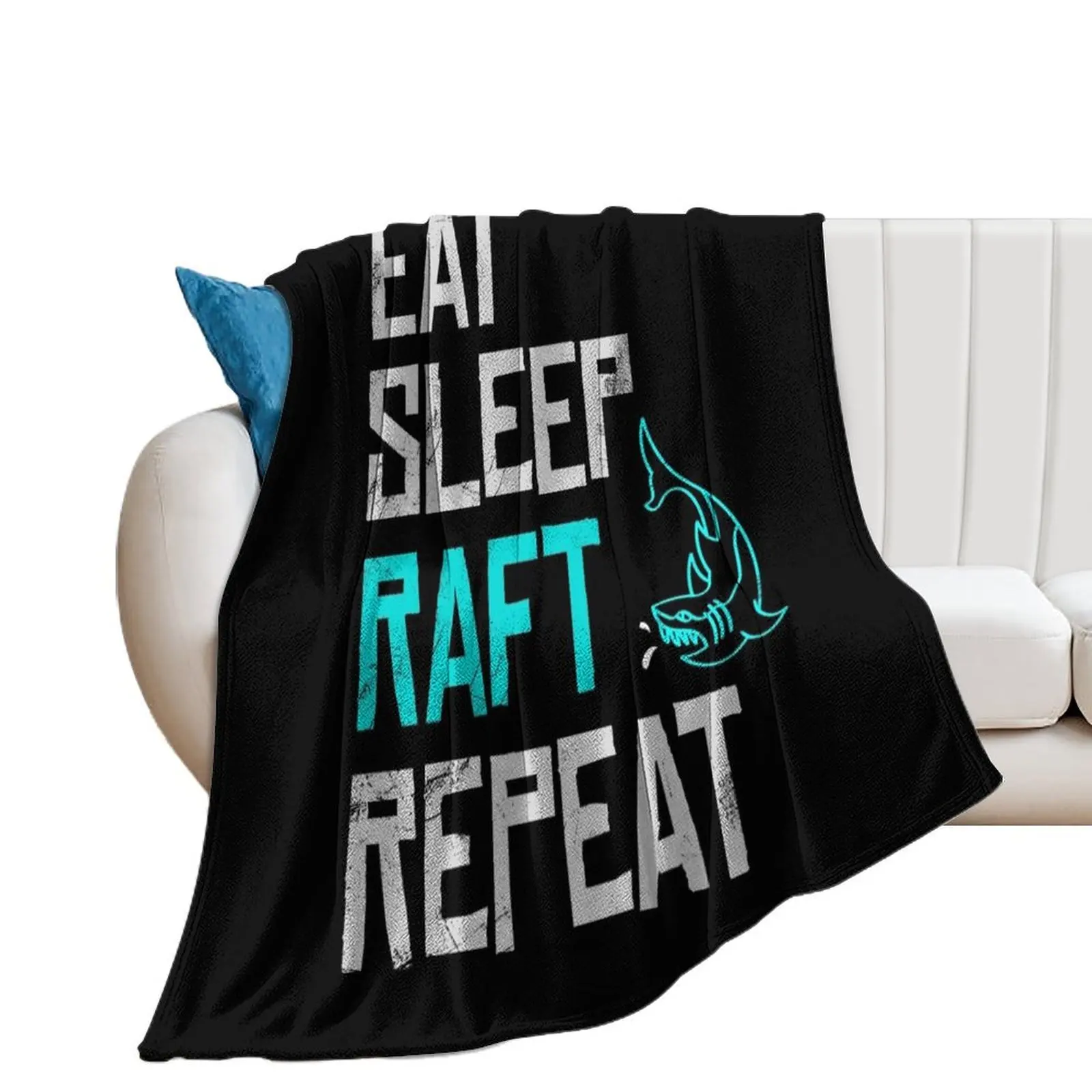 Raft Game Eat Sleep Raft Repeat Funny Shark Attack Throw Blanket cosplay anime Kid'S wednesday Blankets