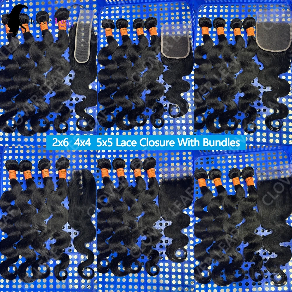 Body Wave Human Hair Bundles And Closure 2x6 4x4 5x5 Lace Closure 26 inch Human Hair Bundles With Closure Brazilian Raw Hair Bundles 100% Human Hair Extensions Soft Thick Body Wave Bundles Deals No Tangle Shedding With Transparent Lace Closure For Women view 7