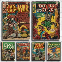 Nordic Retro Abstract Wall Art Pop Action Game Hero Comics HD Oil On Canvas Posters And Prints Home Bedroom Decor Gifts
