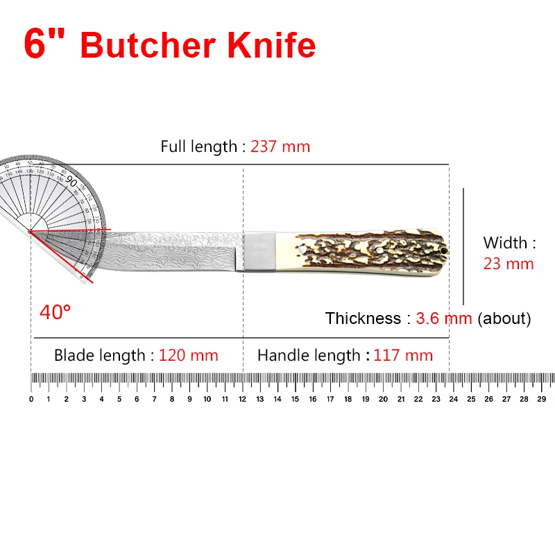 Laser Damascus Steel Sharp Fruit Knife Compact Straight Knife for Portability and High-Hardness Slicing - Ideal for Eating Meat