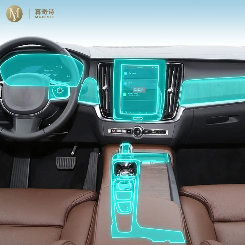 MUQSHI car Interior Center console transparent car suit PPF-TPU protective film Anti-scratch PPF Matte For Volvo S90 2020-2024