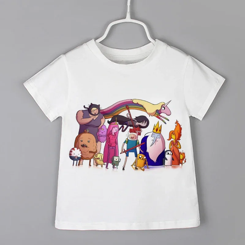 Cartoon Print Kids T-shirt Kids Anime Time Treasure Adventure Summer Funny Tees Boys/Girls Tops Baby Casual Children Clothing