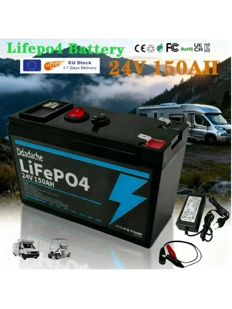 18650 Lithium-Akkupack 24V 150 Amperestunden wiederaufladbare Solarbatterie für Elektrofahrzeuge + 25,2 Volt 2 Ampere Ladegerät, geeignet für Unkrautbekämpfungsmaschinen als Zusatzbatterie