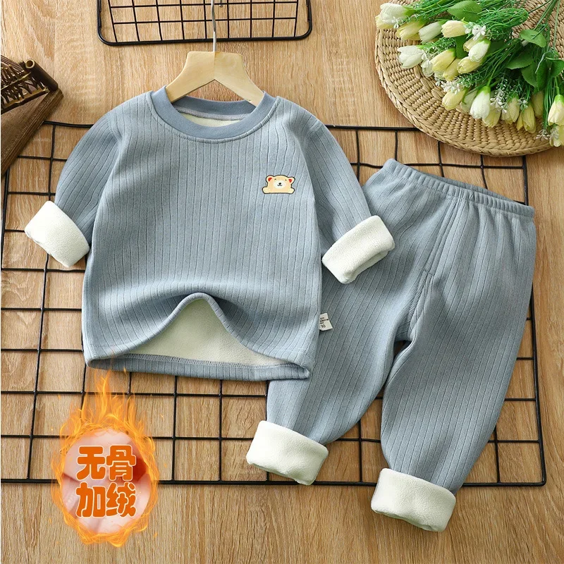 Children Winter Thermal Underwear Elastic Warm Seamless Boys Girls Clothing Set Skin-friendly Soft Comfortable Kids Long Johns