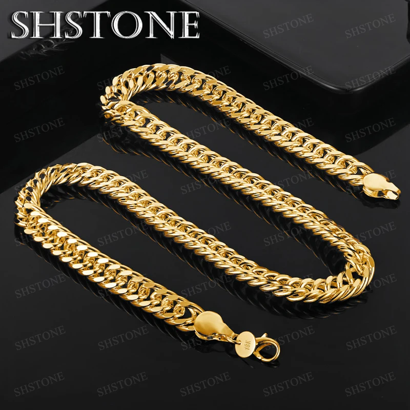 

10mm 18k Gold 50cm Cuban Chain Necklace High-Quality Fashion Nice Jewelry For Men Party Birthday Engagement Wedding Gift