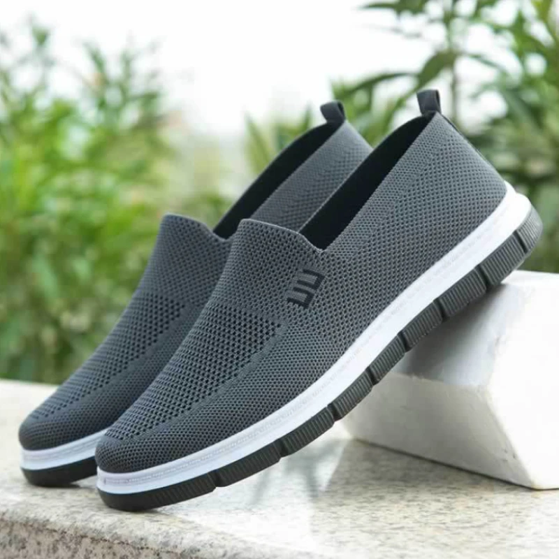 Mesh Men Shoes Solid Color Loafers Male Sneakers Outdoor Casual Shoe Sports Slip-on Breathable Hard-Wearing Sapatos Masculinos