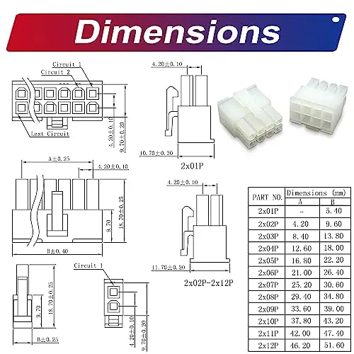 M Mini-Fit Jr 4.2mm Pitch Connector with 20AWG Pre-Crimped Cables,Compatible Molex Mini-Fit Jr Dual Row (TC-MX4.2-5557-Dual)