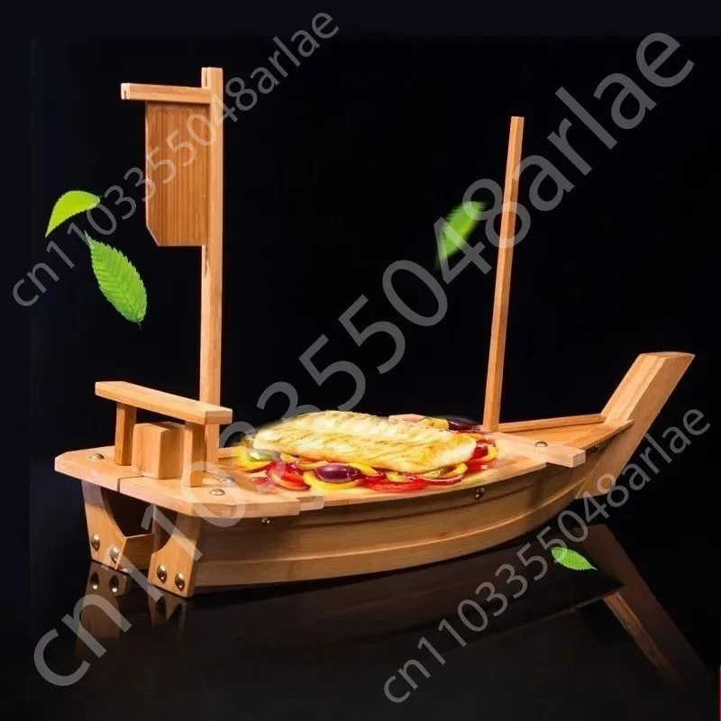

sashimi boat dry ice boat sashimi platter tableware Japanese cuisine wooden boat bamboo tool