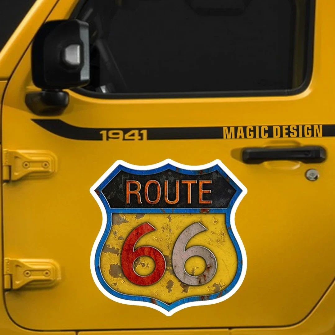 New Design Route 66 Waterproof Sunscreen Decal Vintage Car Stickers Waterproof Laptop Truck Motorcycle Car Accessories, 13cm