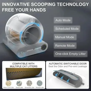 وعاء فضلات القطط الذكي الأوتوماتيكي ، التنظيف الذاتي ، مغلق بالكامل ، وعاء قمامة كهربائي لإزالة الروائح الكريهة ، كيس قمامة ، منتجات الأليفة ، 65 لتر أفضل 8 صناديق فضلات قطط كهربائية مبيع - رقم 5