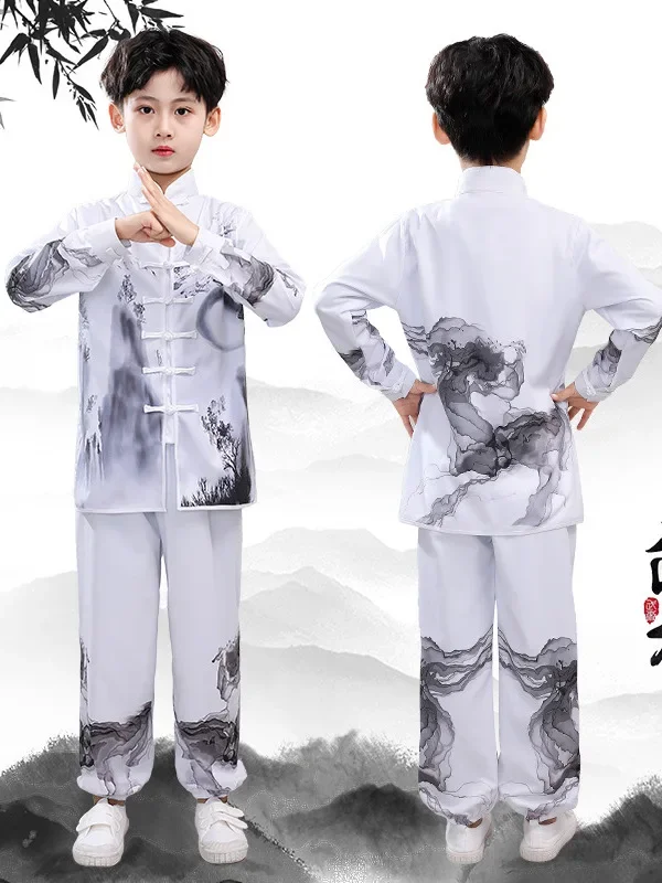 Uniforme d'arts martiaux de style chinois pour enfants, vêtements traditionnels Wushu pour enfants, costume de performance sur scène pour filles et garçons, Kung Fu imbibé