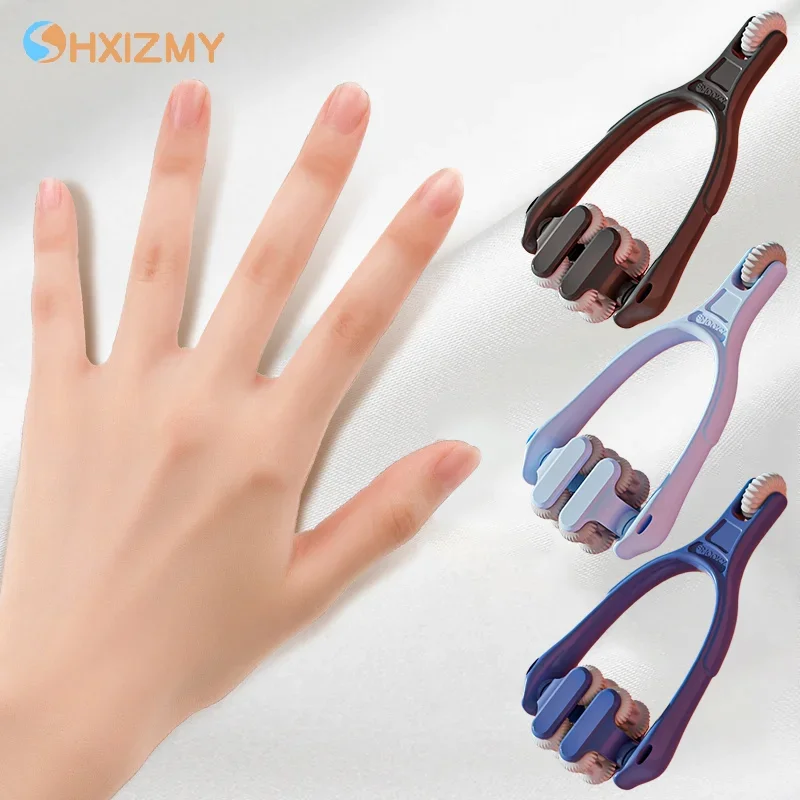 

Массажер для пальцев, двухрядный роликовый дизайн, простой в использовании, снимает усталость пальцев, портативный массажер для суставов пальцев с эластичной ручкой