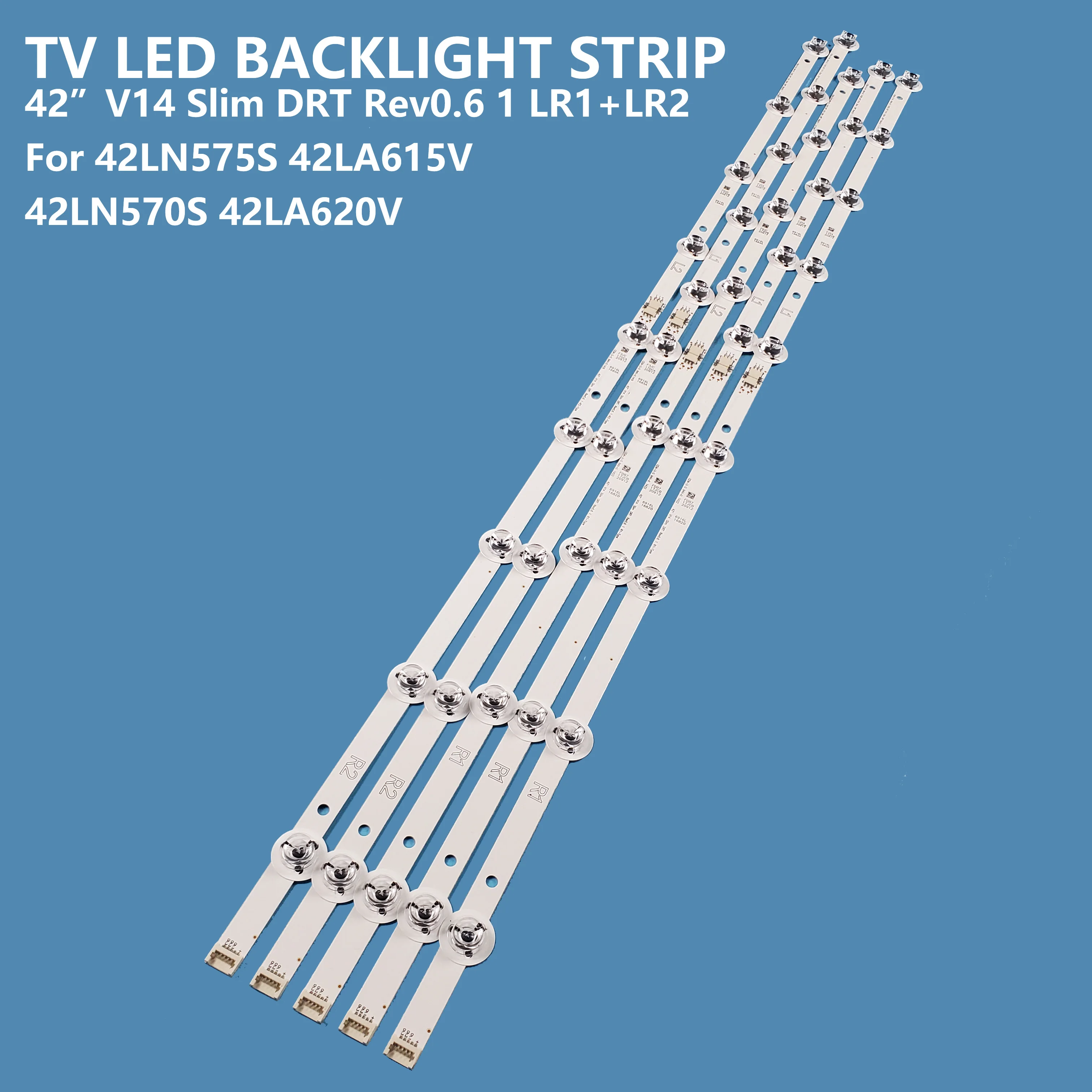 10 buah/SET TV pintar lampu latar LED Strip Bar 42 V14 Slim DRT Rev0.61 L1/R1/L2/R2-Type untuk LG 42 inci 42LB670V PG (PG)(F1)