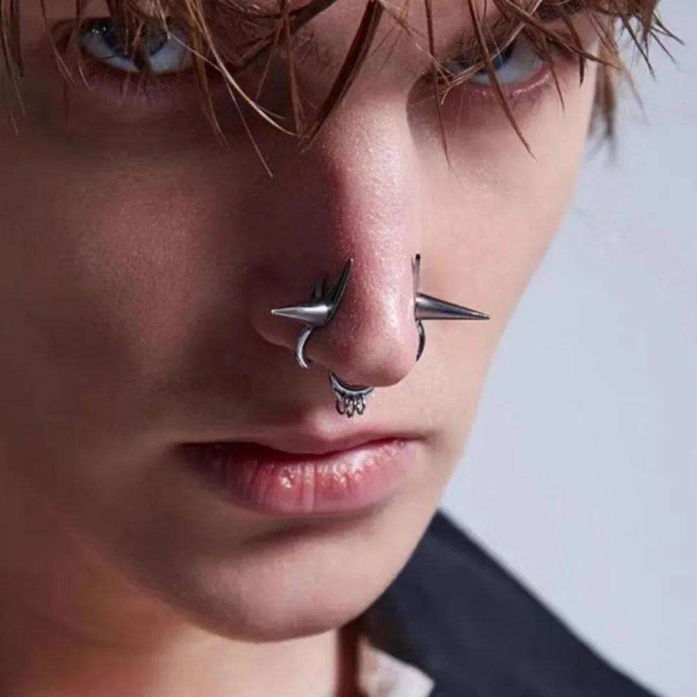 فاسق غير ثقب الأنف كليب ريترو فريد موضة تقليد اللؤلؤ الأنف الدائري الأنف مسمار موضة غير مثقوب مجوهرات للجسم