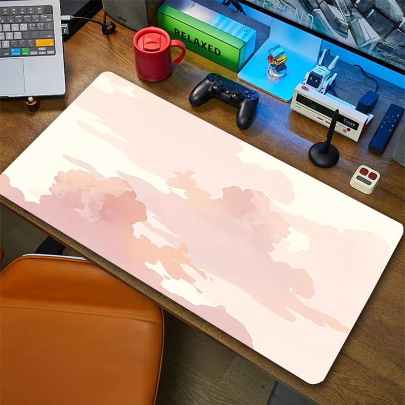 Pink Cloud Gaming Mouse Pad Cute Moon Space Mausepad Desk Mat XXL Keyboard Pads Large Carpet Computer Table Mats XXL Mousepad