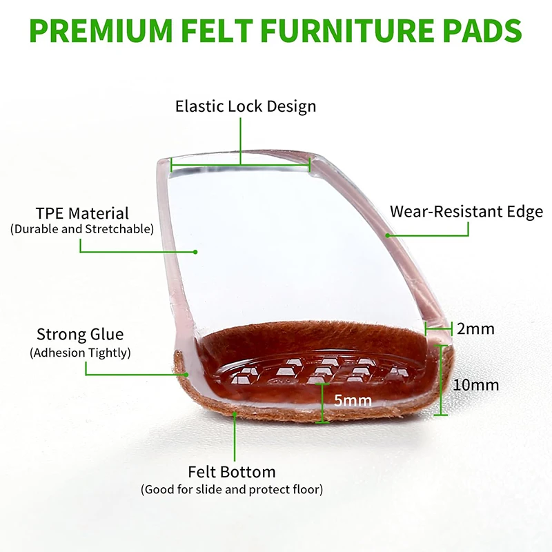 4/8pcs Diagonal Chair Foot Cover with Felt, Anti Slip and Wear-Resistant Floor, Scratch Resistant Protection Package